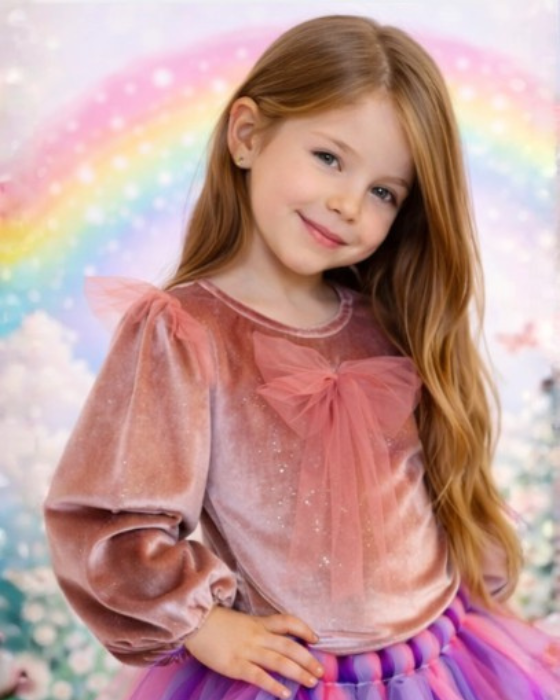 Bluzița Roz de Catifea si Tulle