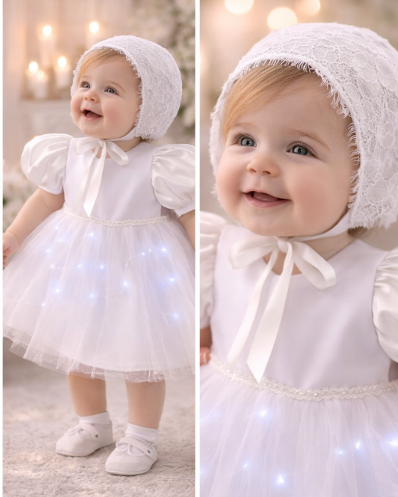Baptism Dress, with Lights, White