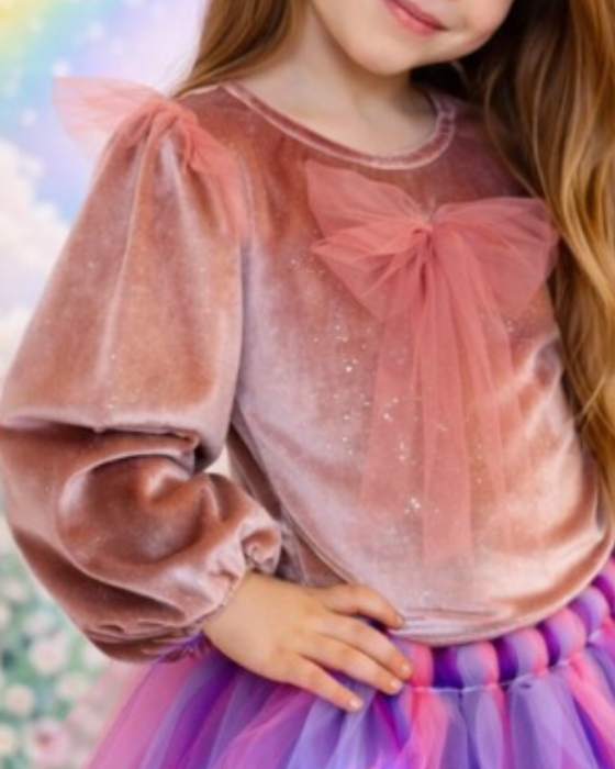 Bluzița Roz de Catifea si Tulle