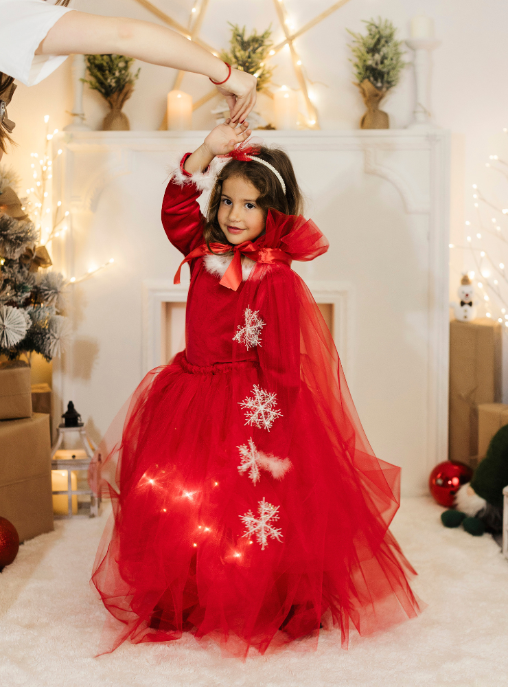 Fustița cu Luminițe, Roșie, Cadou minunat pentru Fetițe, Scufița Roșie