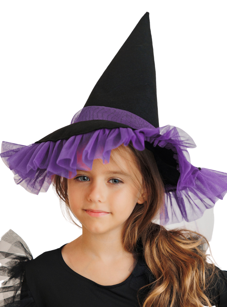 Pălărie de Vrăjitoare cu Tulle Mov