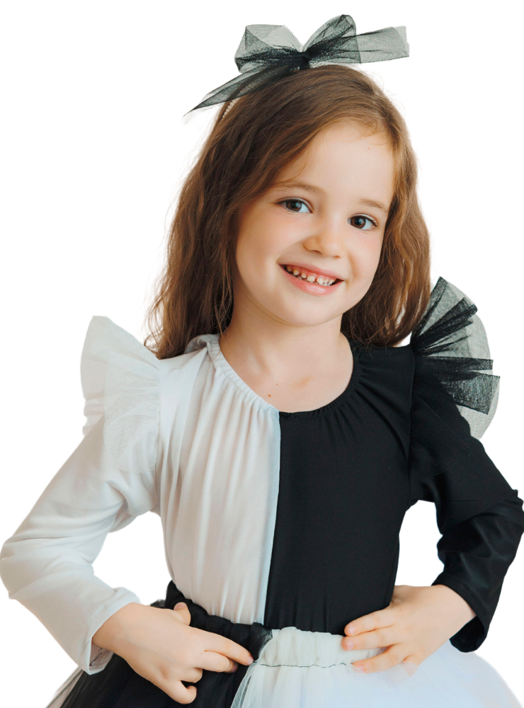 Body Alb Negru de Halloween, costum fetite