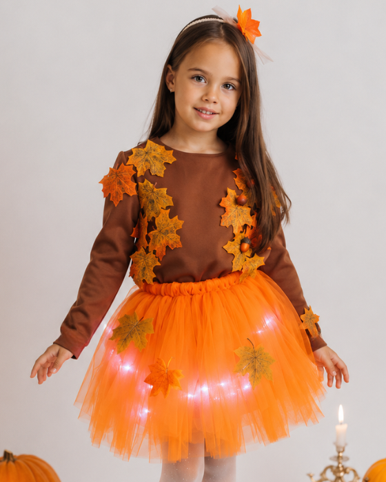 Costum 3 Piese, Zana Toamnei Maroniu cu Frunze