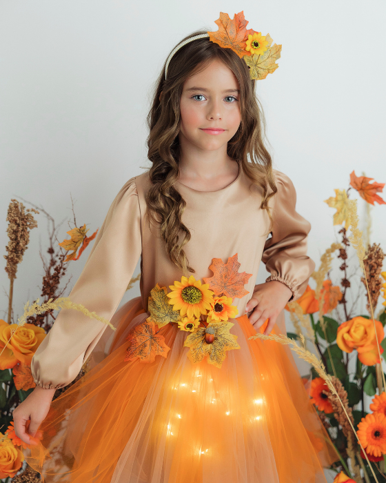 Rochița cu Luminițe, Maro cu Flori și Frunze, Toamnă 2025