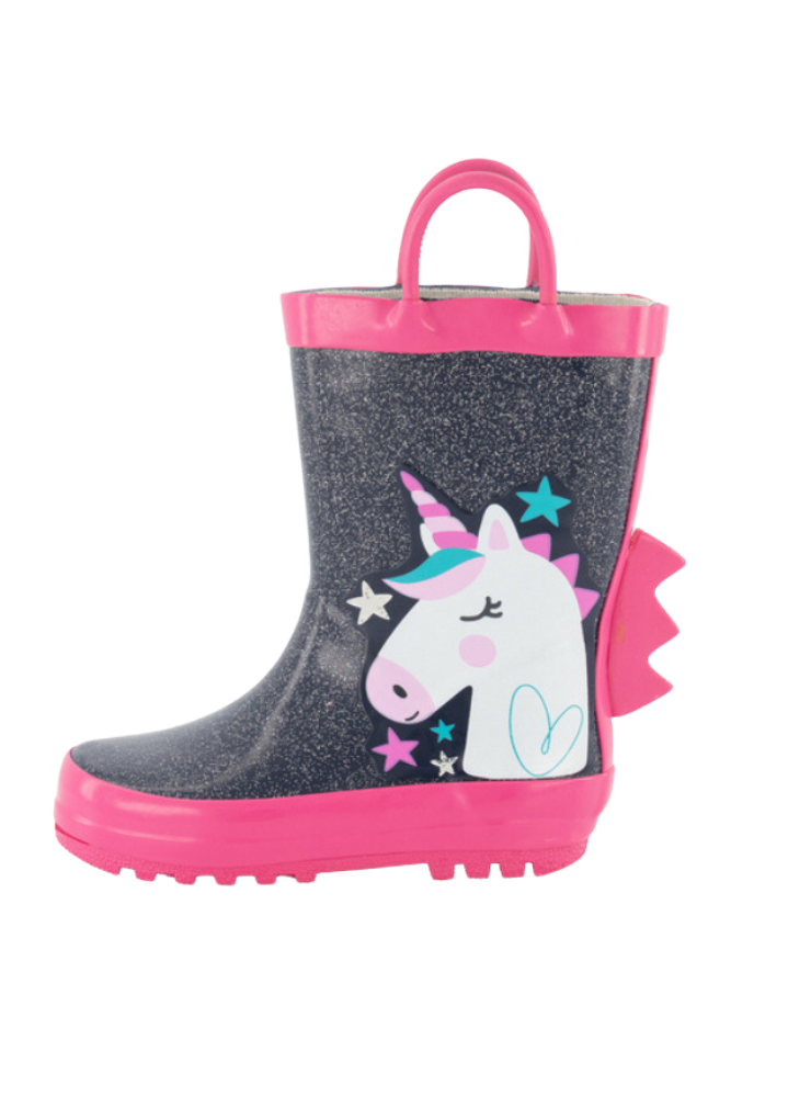 Cizmulițe Unicorn de Cauciuc, Glitter Argintiu și Steluțe, 30