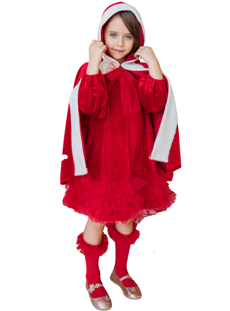 Little Red Riding Hood Dress+Cape Set, Red