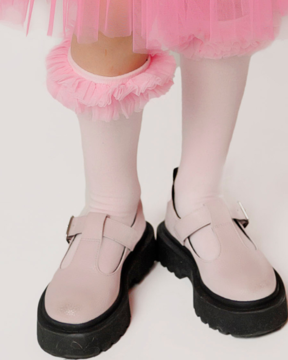 Șosețele cu Volănașe din Tulle Roz