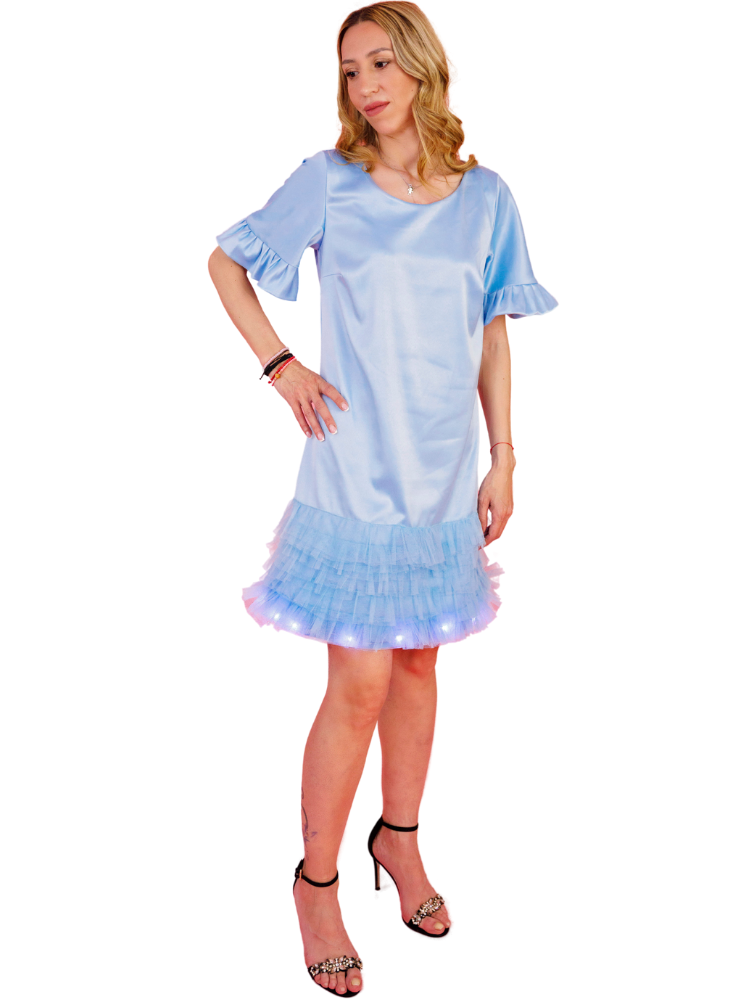 Rochița De Ocazie Bleu cu Volanase, Femei