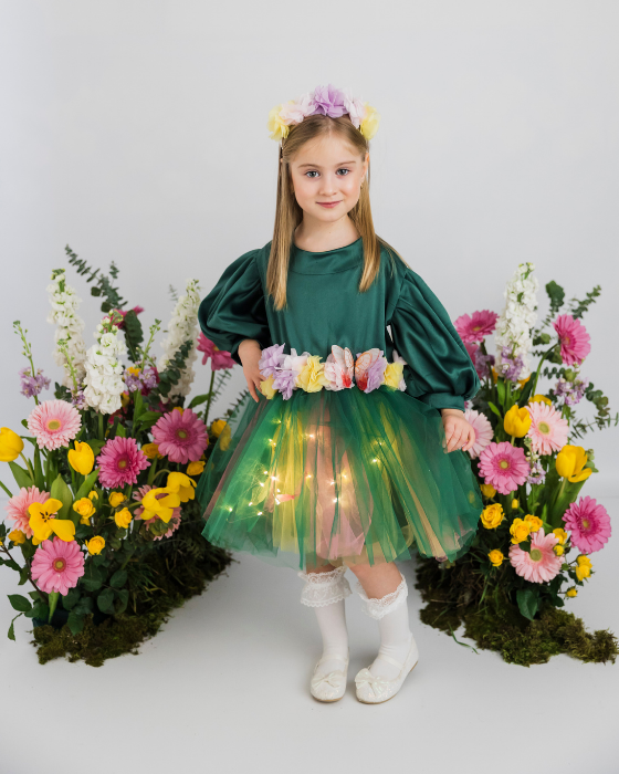 Rochița Pastel de Vară cu Floricele si Fluturași, Anotimpuri Serbare 2025, Zâna Florilor