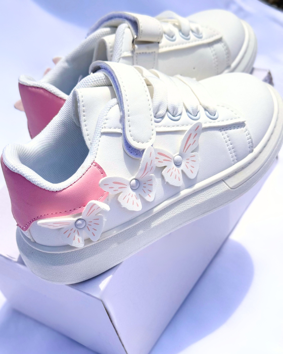 Adidași Albi-Roz cu Fluturași, De Școală