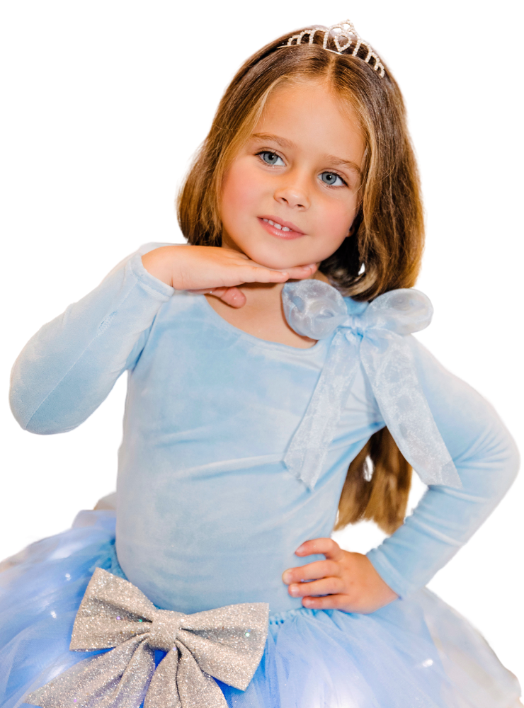 Bluzița Elsa Bleu, din Catifea Soft, cu Mânecă Lungă