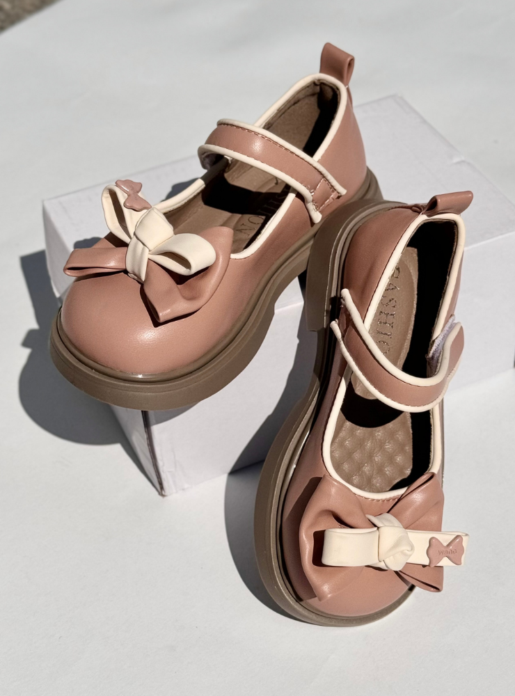 Pantofiori Roz cu Fundiță Pufoasă