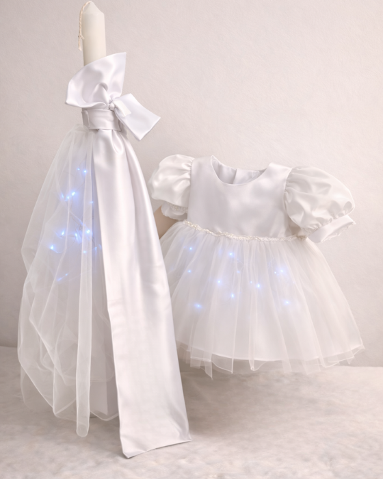 Christening Set, Dress + Candle, with Lights