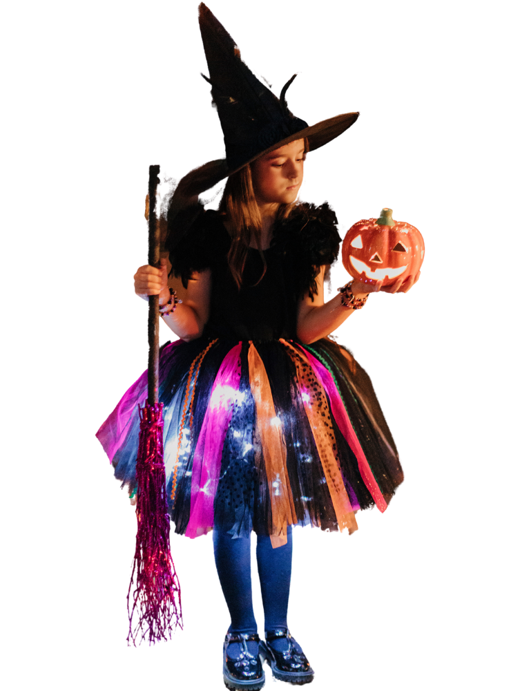 Fustița cu Luminițe, Vrăjitoarei Colorate, Halloween fete