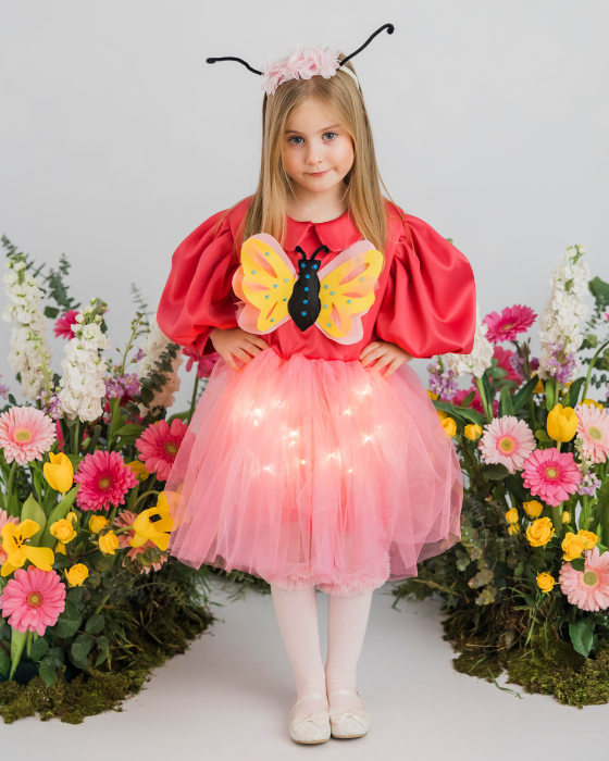 Rochița Fluturaș Roz cu Luminițe, Costum de Halloween Carnaval fetite