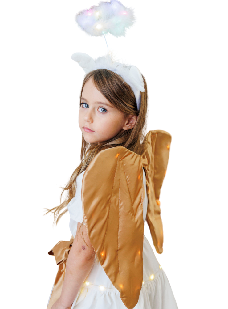 Angel Set with Lights, Angel Wings + Angel Aura, for Kindergarten Party