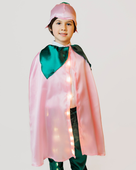 Costum cu Luminițe, Floare Roz BUJOR (Lalea, Trandafir, Zambilă, Panseluță, Regele Primăverii), 2 Piese