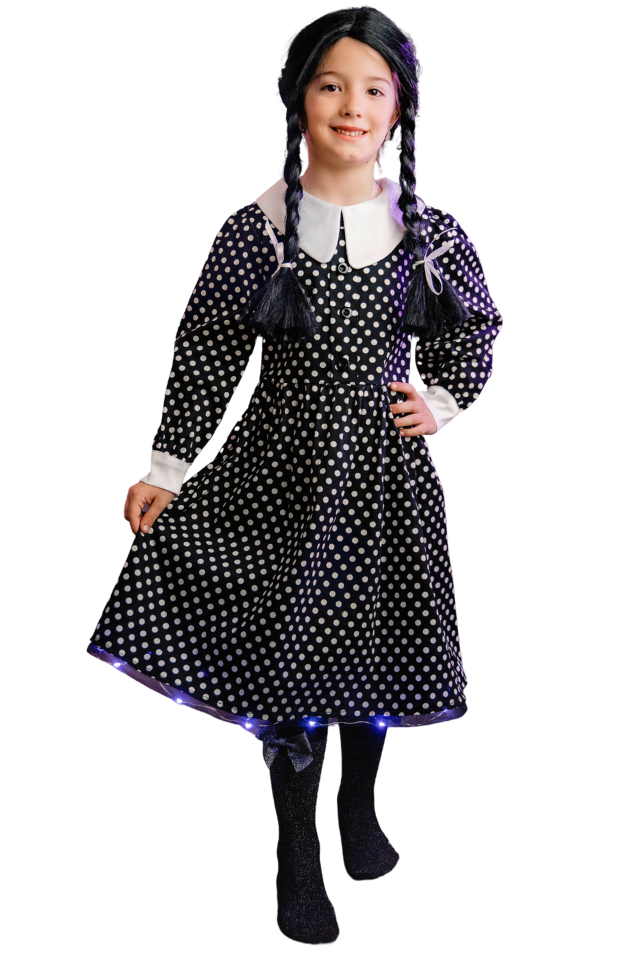Rochiță Neagră cu Buline de Halloween, 10-12 ani, fete