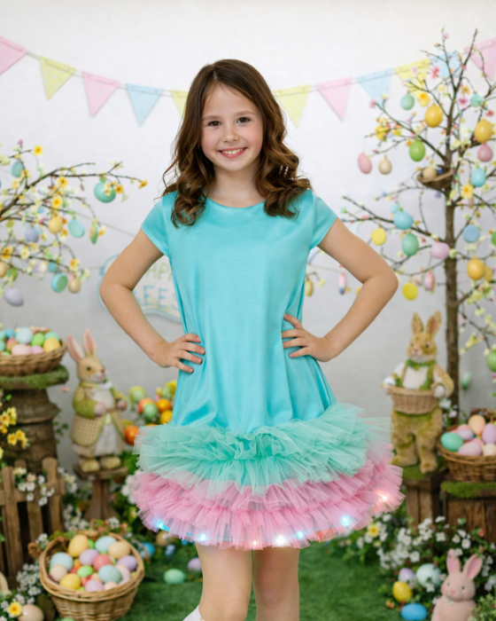 Rochița cu Luminițe, 10-12 ani, Turcoaz