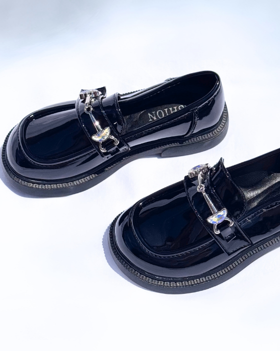 Pantofiori eleganti negri cu pietricele, De Școală, de toamna