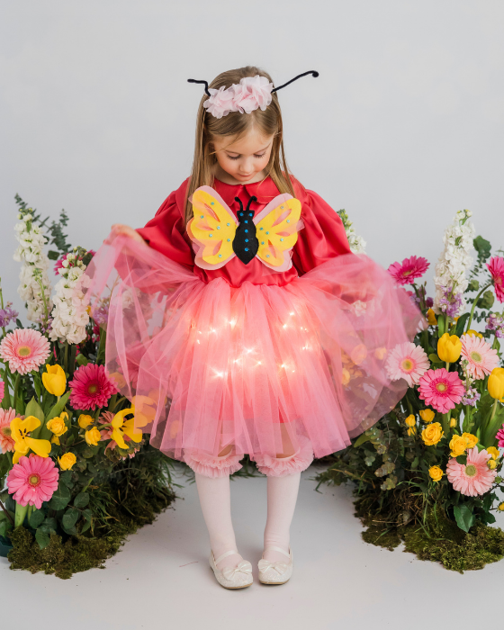 Rochița Fluturaș Roz cu Luminițe, Costum de Halloween Carnaval fetite