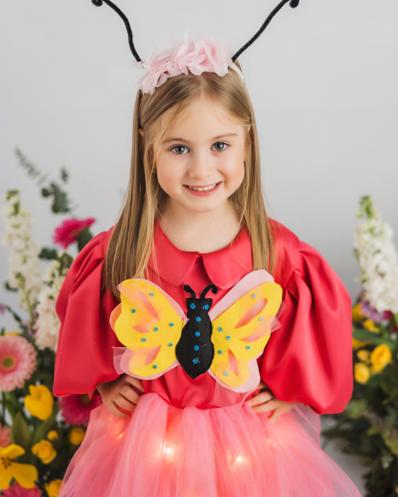 Rochița Fluturaș Roz cu Luminițe, Costum de Halloween Carnaval fetite