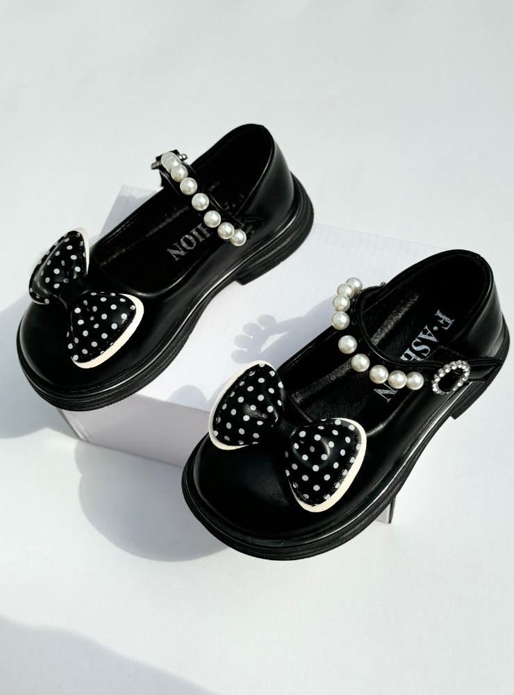 Pantofiori cu Fundiță Pufoasă și Perle