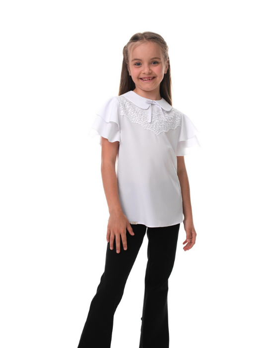 Bluziță Albă Bumbac Marcia, De Școală