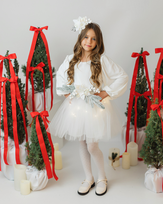 Rochita Cu Luminite Fulg de Nea, Alba de Craciun pentru Zana Iernii