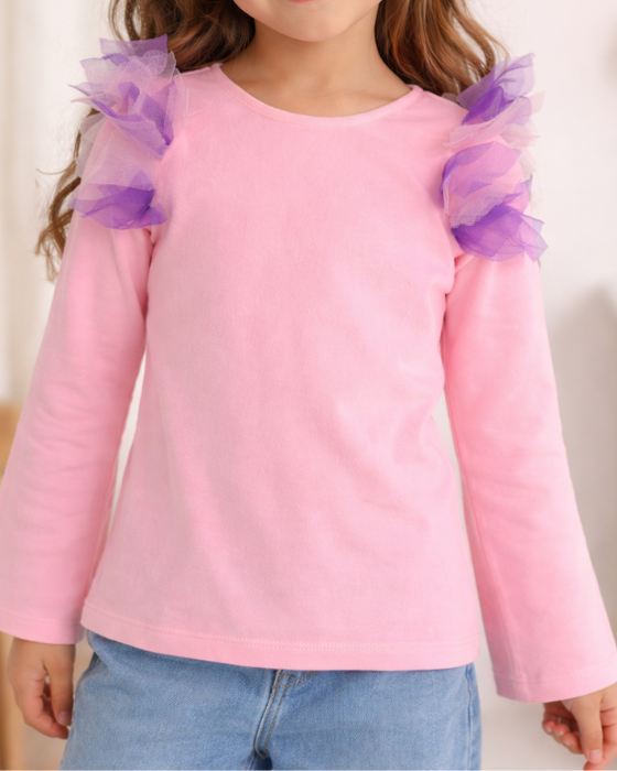 Bluzița Roz cu Volanase de tulle colorate, Superba