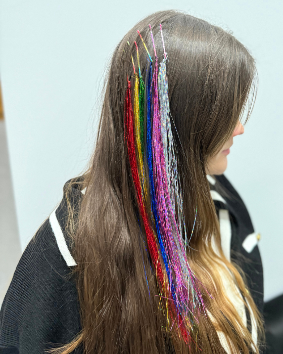 Șuvițe cu agrafe Curcubeu cu Sclipici