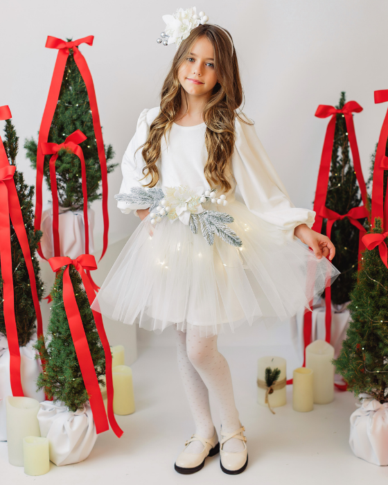 Rochita Cu Luminite Fulg de Nea, Alba de Craciun pentru Zana Iernii