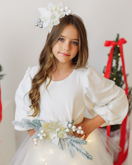 Rochita Cu Luminite Fulg de Nea, Alba de Craciun pentru Zana Iernii