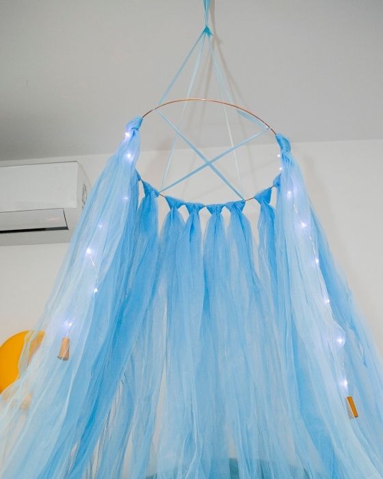 Baldachin cu Luminițe, Bleu, din Tulle