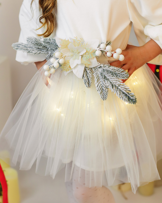 Rochita Cu Luminite Fulg de Nea, Alba de Craciun pentru Zana Iernii