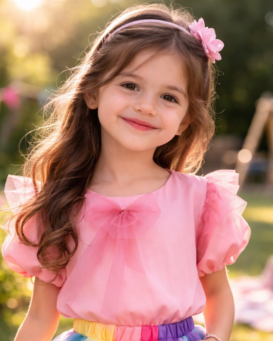 Bluzița Roz cu fundiță roz