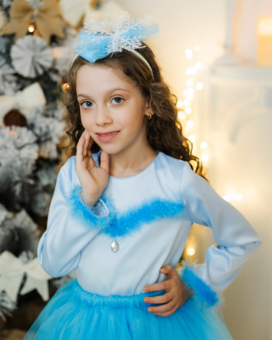 Compleu Bleu, 2 piese de printesa, de Craciun, Albastru Regal