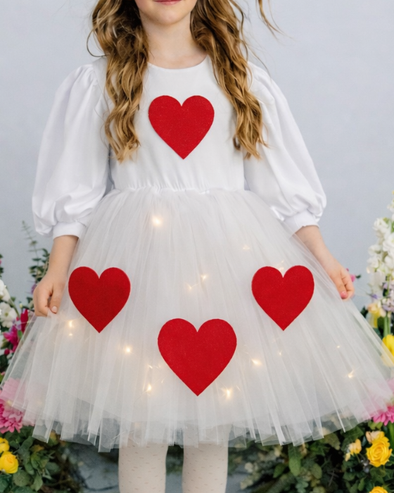 White Dress with Lights, full of hearts