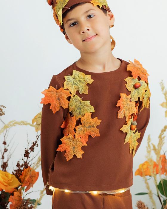 Bluză Regele Toamnei, cu Frunze, Serbare Toamnă, maro