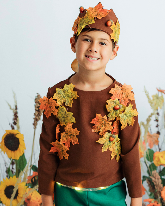 Bluză Regele Toamnei, cu Frunze, Serbare Toamnă, maro