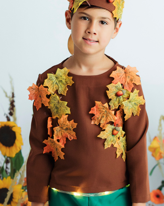 Bluză Regele Toamnei, cu Frunze, Serbare Toamnă, maro