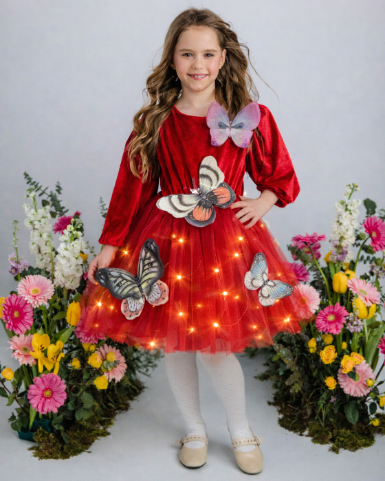 Dress with Butterflies, Lights, Velvet, Easter