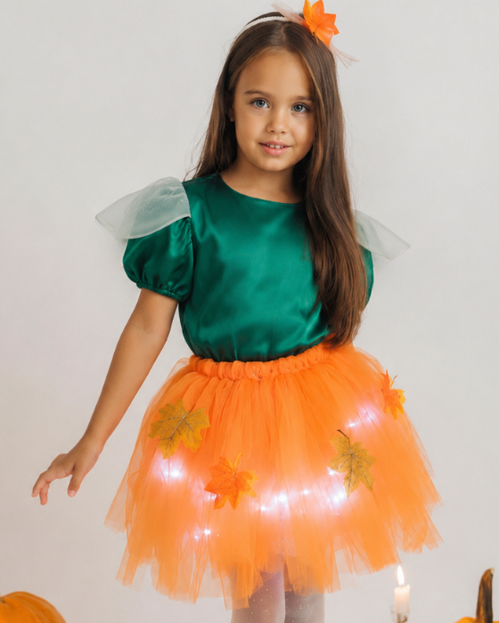 Costum 3 Piese, Zana Toamnei cu bluzita verde cu aripioara
