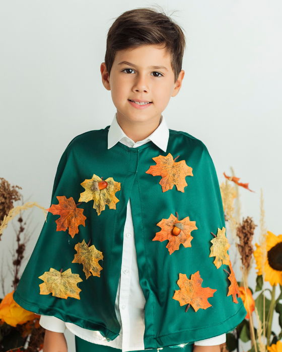 Pelerină cu Frunze, de Toamna, Serbare, verde