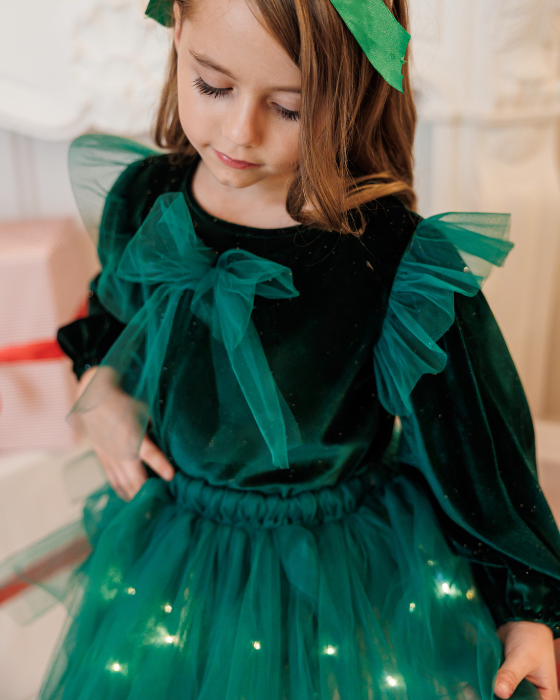 Compleu Verde Regal Fustiță+Bluziță+Bentiță