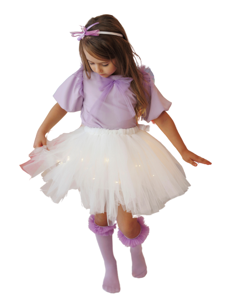 Compleu cu Luminițe, Alb Lila, 2 Piese