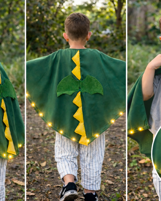 Pelerină de Dragon, Dinozaur, cu luminițe pentru copii