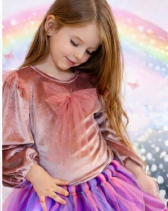 Bluzița Roz de Catifea si Tulle