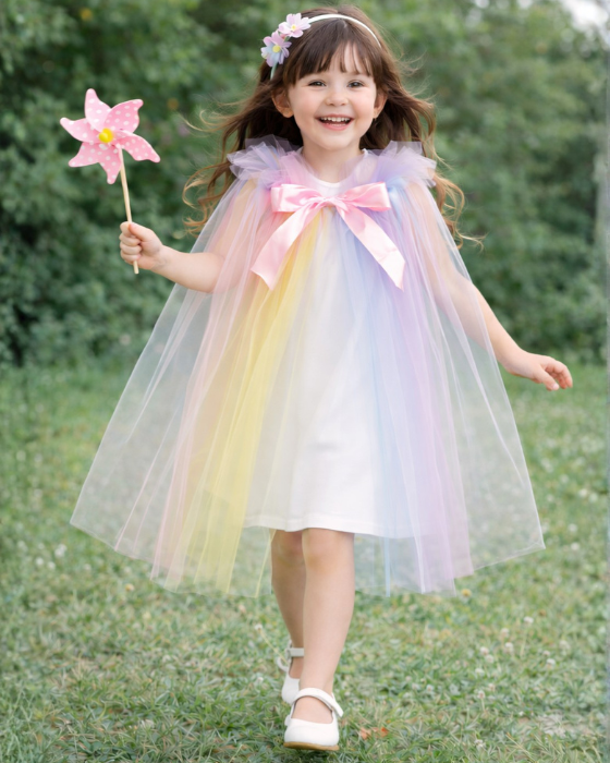 Pelerină Curcubeu de Tulle pentru Fetite, Primavara