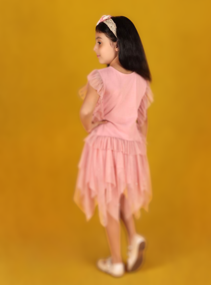 Compleu Roz Lejer și Bumbăcos, Fustiță + Bluziță, 2-3 ani (92-98 cm)